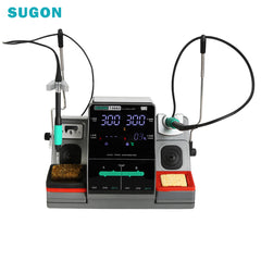 The SUGON T3602 welding table works simultaneously in two stations and can be used for precision electronic repair of 210/115 handle welding heads
