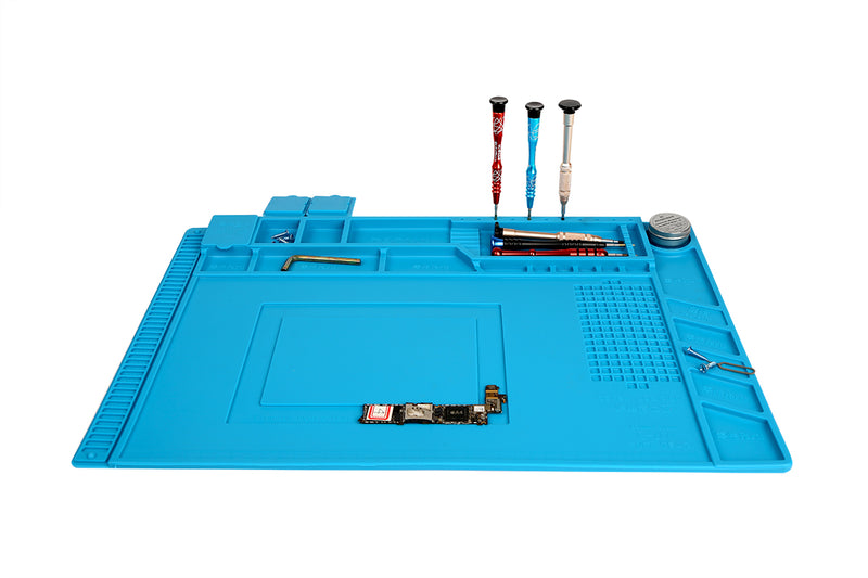 KAISI 160 High Temperature Resistant Silicone Mat Workbench Desktop Storage Mat with Grooves Mobile Phone Repair Screw Storage