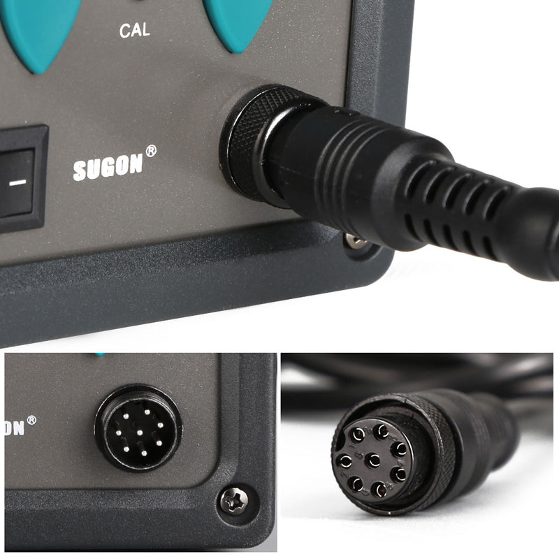 SUGON 858D Digital display thermostat small air gun. Even number display, easy to read, easy to use. The temperature and air volume can be adjusted accurately by pressing buttons. Convenient real-time operation, controlled by magnetic switch. With automatic sleep function, you can set parameters in the sleep state.