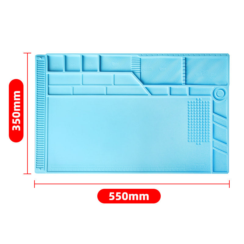 KAISI 160 High Temperature Resistant Silicone Mat Workbench Desktop Storage Mat with Grooves Mobile Phone Repair Screw Storage