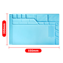 KAISI 160 High Temperature Resistant Silicone Mat Workbench Desktop Storage Mat with Grooves Mobile Phone Repair Screw Storage