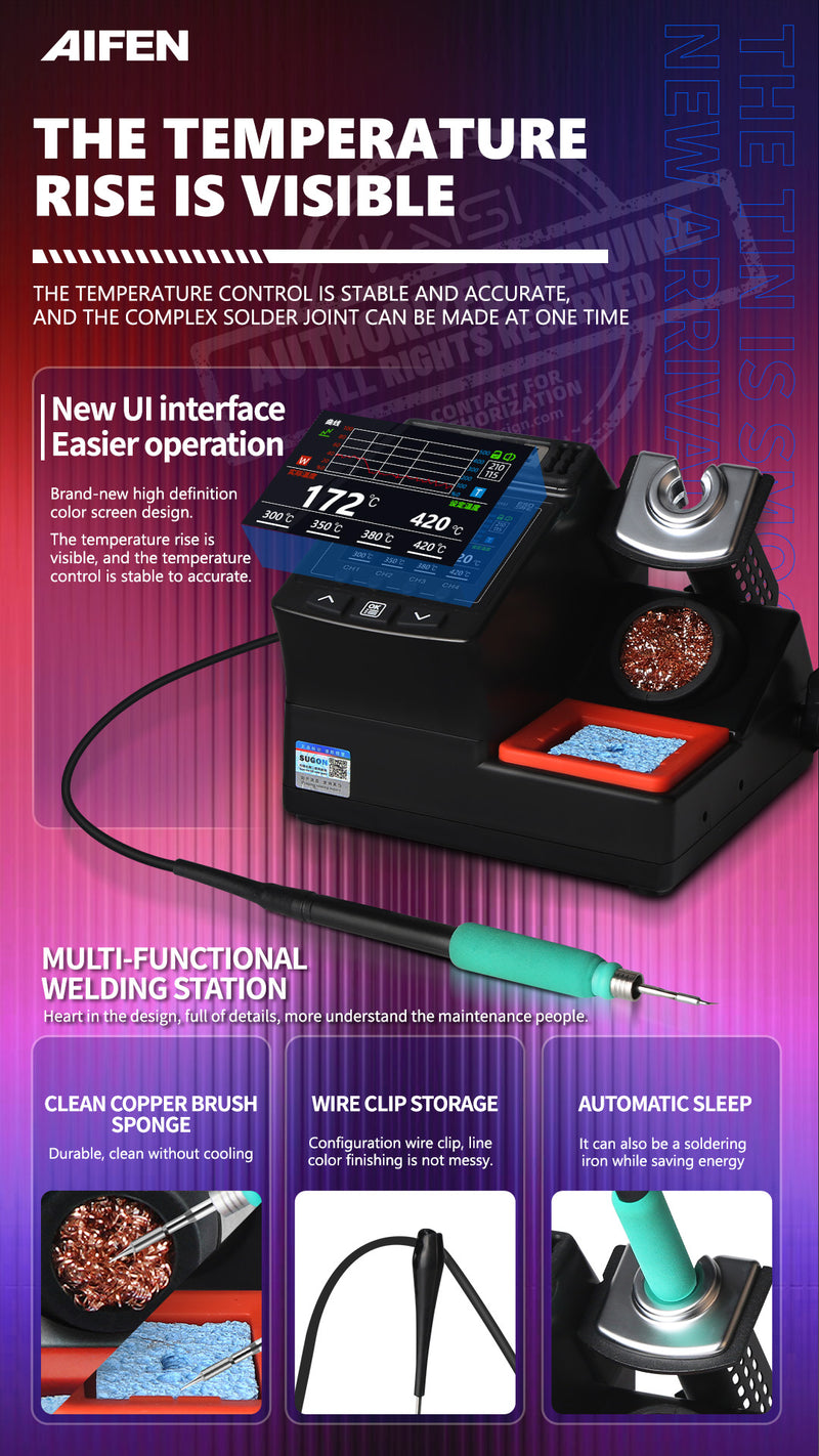 AIFEN A9ED soldering station color screen curve heating mode soldering station, special soldering iron for mobile phone repair