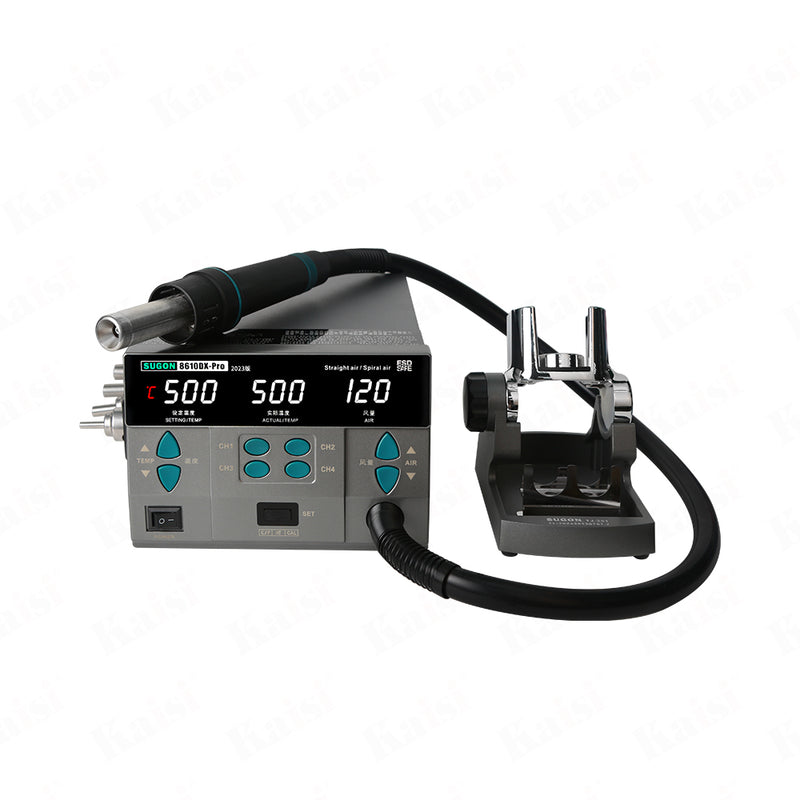 SUGON 8610DXPro professional version pluggable new hot air gun welding stand electronic repair strong wind 4 air gun nozzles