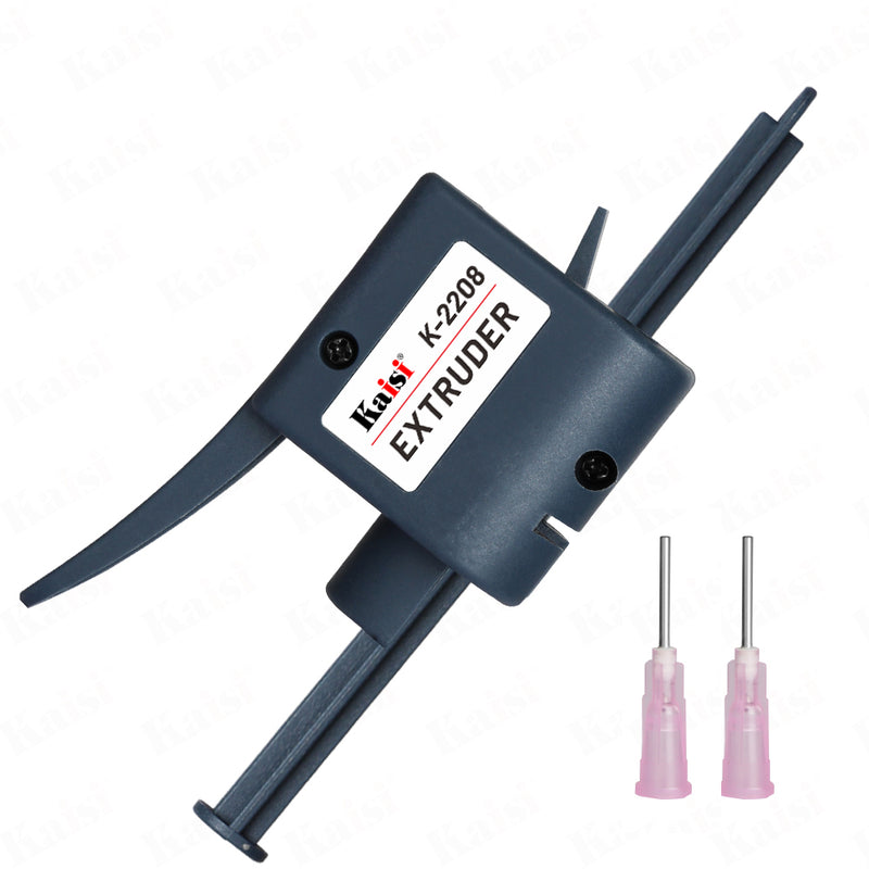 KAISI K-2208 Tube Mate Welding Oil Booster. Newly designed solder paste pusher. The extrusion dose is balanced, saving labor and time, and has a long service life. Easily cope with various 15mm diameter needle tube design structures such as tin oil, green oil, solder paste, rosin, and flux. The glue is more even and accurate.