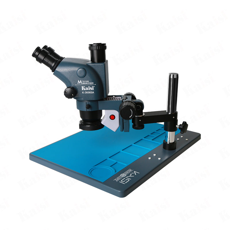 KAISI 36565MP microscope large base plate 360-degree rotating bracket 6.5X-65X trinocular microscope mobile phone repair microscope