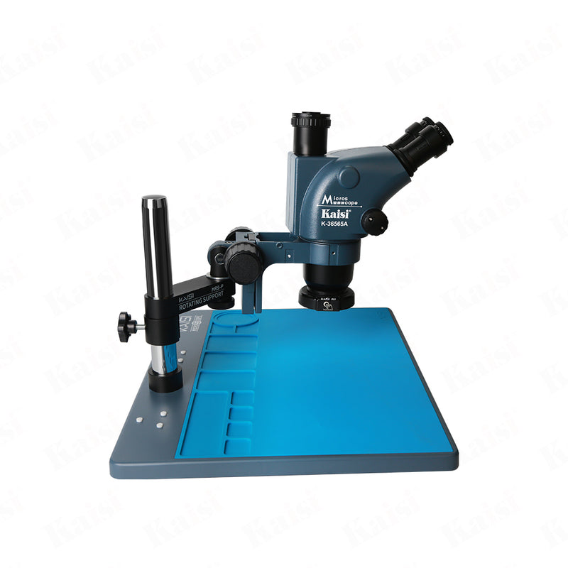 KAISI 36565MP microscope large base plate 360-degree rotating bracket 6.5X-65X trinocular microscope mobile phone repair microscope