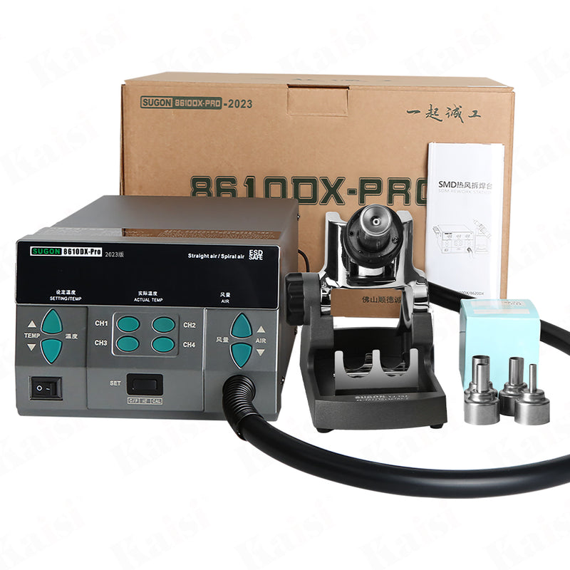 SUGON 8610DXPro professional version pluggable new hot air gun welding stand electronic repair strong wind 4 air gun nozzles