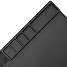 Black silicone pads withstand high temperatures and are made of high quality silicone. This pad is resistant to corrosion and deformation, providing long-lasting soft thermal protection. Black silicone pads are ideal for soldering electronic components or repairing electronic products and circuit boards.
