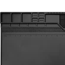 Black silicone pads withstand high temperatures and are made of high quality silicone. This pad is resistant to corrosion and deformation, providing long-lasting soft thermal protection. Black silicone pads are ideal for soldering electronic components or repairing electronic products and circuit boards.