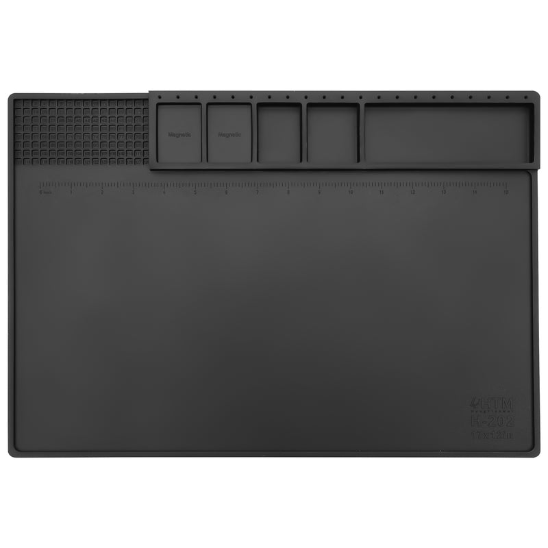 Black silicone pads withstand high temperatures and are made of high quality silicone. This pad is resistant to corrosion and deformation, providing long-lasting soft thermal protection. Black silicone pads are ideal for soldering electronic components or repairing electronic products and circuit boards.